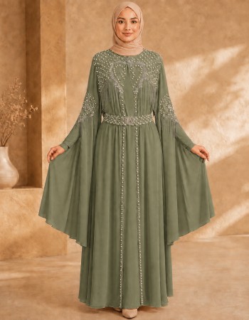 4140  قفطان قلب شراشيب - Khaki