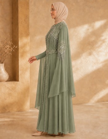 4140  قفطان قلب شراشيب - Khaki