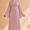 4141  قفطان ياقة دمعة - pink