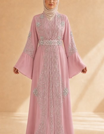 4141  قفطان ياقة دمعة - Rosa