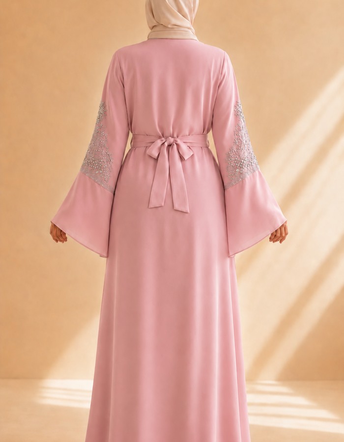 4141  قفطان ياقة دمعة - pink