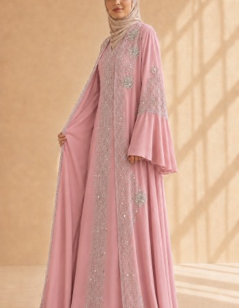 4141  قفطان ياقة دمعة - Rosa