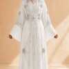 4141  قفطان ياقة دمعة - white