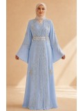 4141  قفطان ياقة دمعة - Babyblau