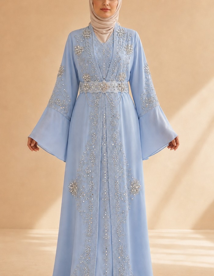 4141  قفطان ياقة دمعة - Babyblau
