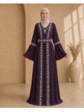 4142  قفطان شيفون ألماس - Aubergine