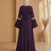 4142  قفطان شيفون ألماس - Aubergine