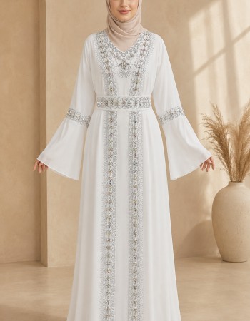 4142  قفطان شيفون ألماس - white