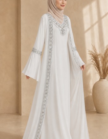 4142  قفطان شيفون ألماس - white