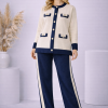 Two-Piece Women's Knitwear Set with Pockets and Buttons 4205  - deep blue