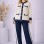 Two-Piece Women's Knitwear Set with Pockets and Buttons 4205  - deep blue