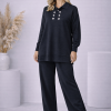 Women's Casual Button-Detail Knitwear Set 4206  - black