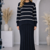 Zweiteiliges Strickkleid mit Rollkragen 4211  - Dunkelblau