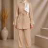 4303 كتان مخطط قصير - beige