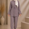 4303 كتان مخطط قصير - deep blue