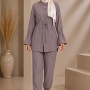 4303 كتان مخطط قصير - Dunkelblau