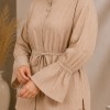 4303 كتان مخطط قصير - Beige