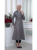ترانشكوت جلد شاموا بطانة فرو و شاموا 1334 - رصاصي