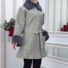 WOMENS FURNITURE SHORT COAT WITH FURNITURE Collar and Cuffs 1335 - gray