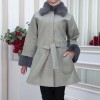 WOMENS FURNITURE SHORT COAT WITH FURNITURE Collar and Cuffs 1335 - gray