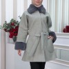 WOMENS FURNITURE SHORT COAT WITH FURNITURE Collar and Cuffs 1335 - gray
