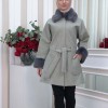 WOMENS FURNITURE SHORT COAT WITH FURNITURE Collar and Cuffs 1335 - gray