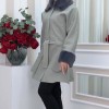 WOMENS FURNITURE SHORT COAT WITH FURNITURE Collar and Cuffs 1335 - gray