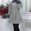 WOMENS FURNITURE SHORT COAT WITH FURNITURE Collar and Cuffs 1335 - gray