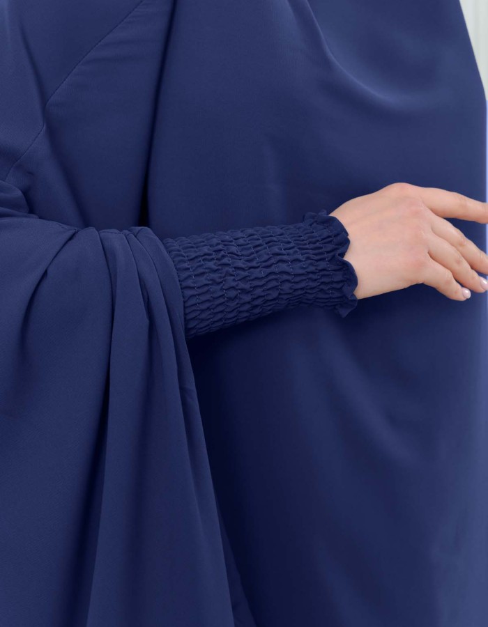 Muslim Dresses For Women ,Abayas Prayer Islamic Clothes Long dress Hijab Bonnet 2Pieces Sleeve Hijab Sheet 822 - deep blue