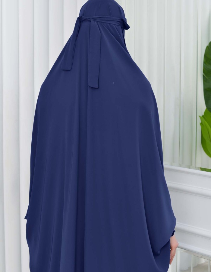 Muslim Dresses For Women ,Abayas Prayer Islamic Clothes Long dress Hijab Bonnet 2Pieces Sleeve Hijab Sheet 822 - deep blue