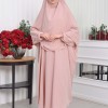 Two-Piece Sharia Dress Set with Double-Layer Khimar 826 - powder pink/ dusty pink