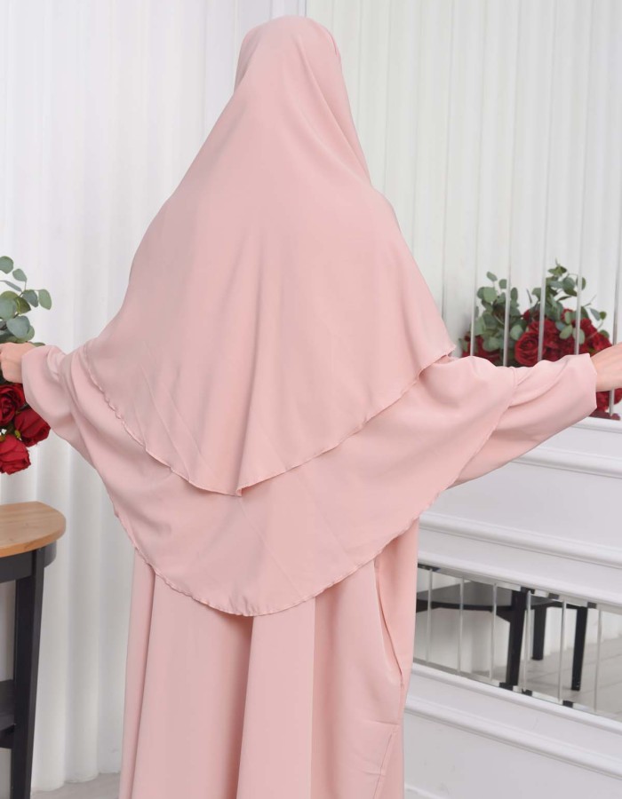 Muslim Wear Hijab Dresses , Women's Clothes Butterfly Hijab Set 2 Pieces 826 Pudra