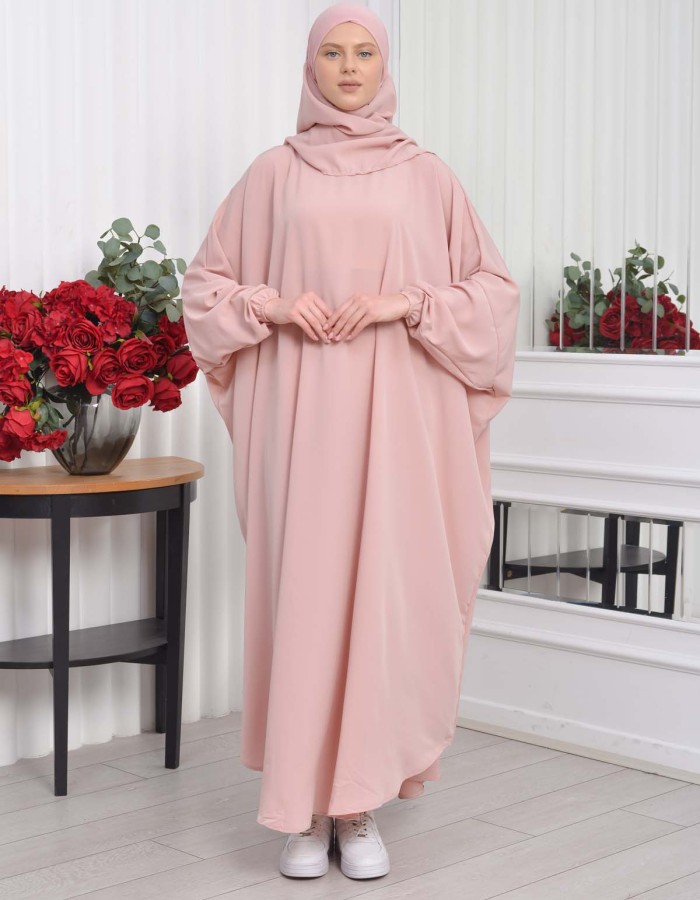 Muslim Wear Hijab Dresses , Women's Clothes Butterfly Hijab Set 2 Pieces 826 Pudra
