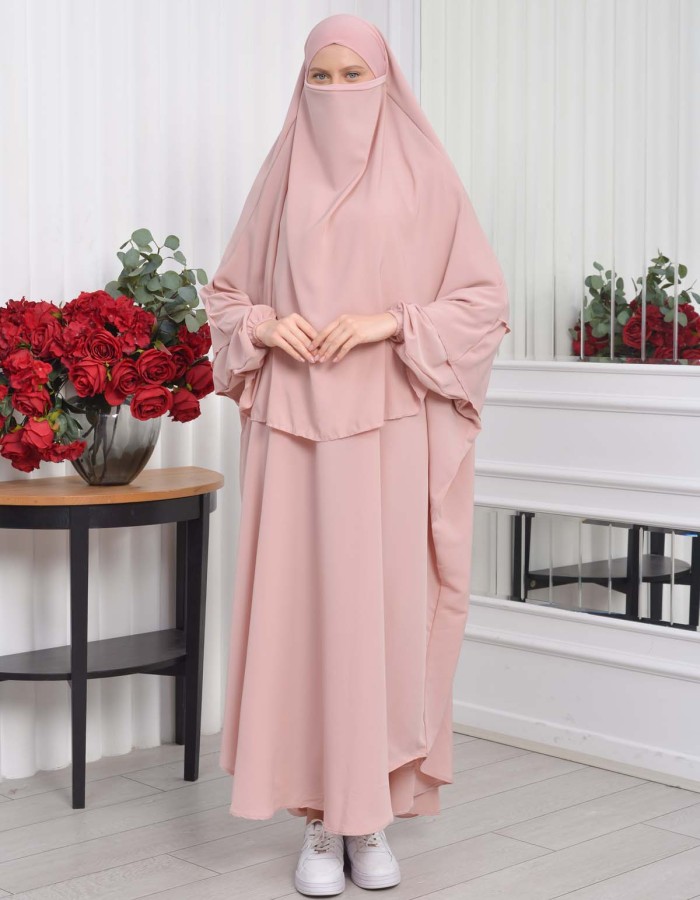 Muslim Wear Hijab Dresses , Women's Clothes Butterfly Hijab Set 2 Pieces 826 Pudra