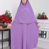 Zweiteiliges Scharia-Kleid Set mit Khimar 826 - Flieder