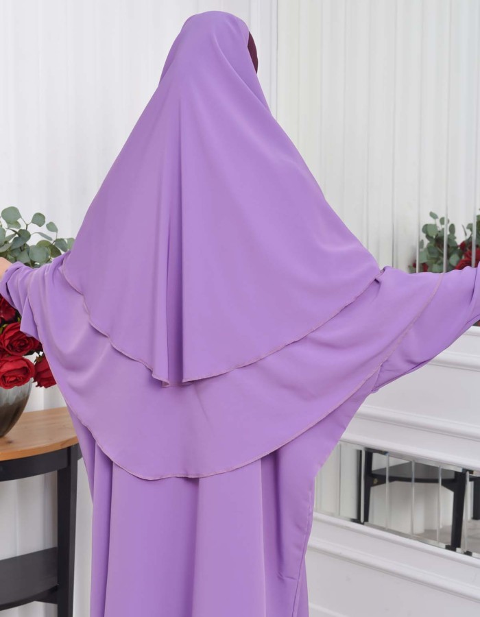 Muslim Wear Hijab Dresses , Womens Clothes Butterfly Hijab Set 2 Pieces 826 - lilac