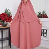 Zweiteiliges Scharia-Kleid Set mit Khimar 826 - Hellrosa