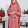 Muslim Wear Hijab Dresses , Womens Clothes Butterfly Hijab Set 2 Pieces 826 - light pink