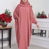 Muslim Wear Hijab Dresses , Womens Clothes Butterfly Hijab Set 2 Pieces 826 - light pink