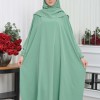 Muslim Wear Hijab Dresses , Womens Clothes Butterfly Hijab Set 2 Pieces 826 - mint