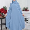 Muslim Wear Hijab Dresses , Womens Clothes Butterfly Hijab Set 2 Pieces 826 - baby blue