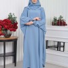Muslim Wear Hijab Dresses , Womens Clothes Butterfly Hijab Set 2 Pieces 826 - baby blue