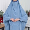 Muslim Wear Hijab Dresses , Womens Clothes Butterfly Hijab Set 2 Pieces 826 - baby blue