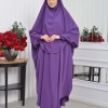 Muslim Wear Hijab Dresses , Womens Clothes Butterfly Hijab Set 2 Pieces 826 - purpul