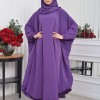 Muslim Wear Hijab Dresses , Womens Clothes Butterfly Hijab Set 2 Pieces 826 - purpul