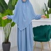 Muslim Hijab Dress set 2 Pieces 829 - baby blue