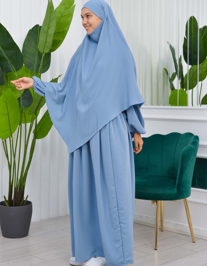 Muslim Hijab Dress set 2 Pieces 829 - baby blue