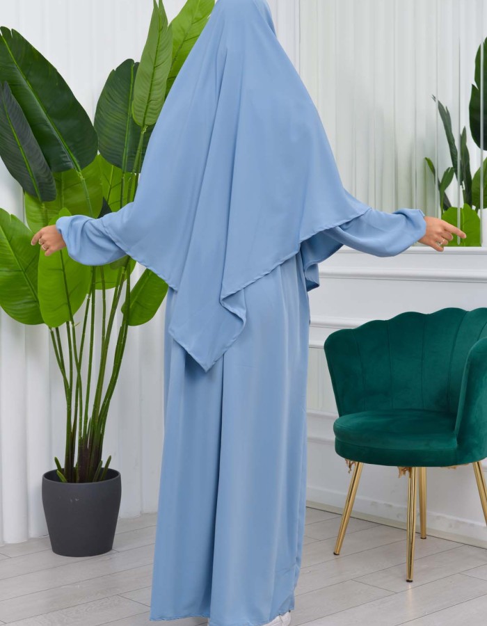Muslim Hijab Dress set 2 Pieces 829 - baby blue