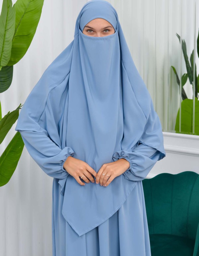 Muslim Hijab Dress set 2 Pieces 829 - baby blue
