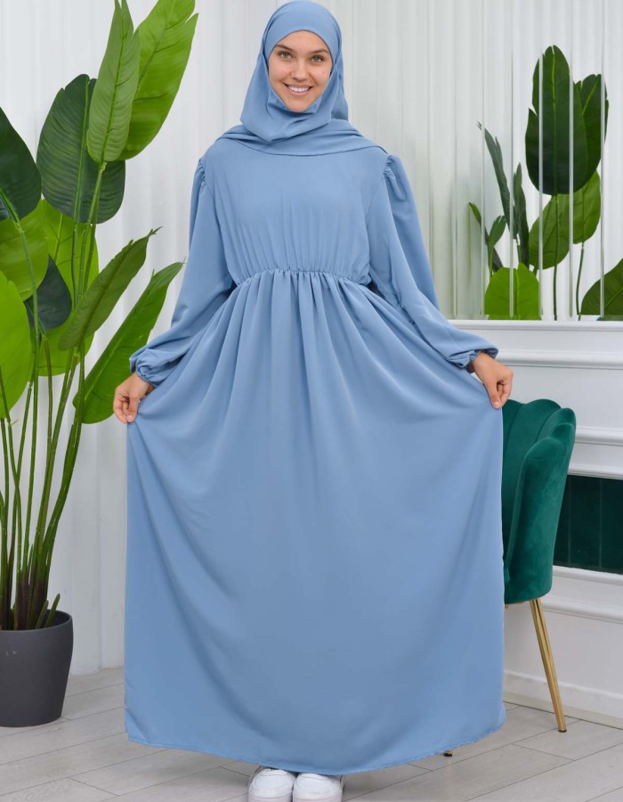 Muslim Hijab Dress set 2 Pieces 829 - baby blue
